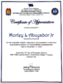 certificate of appreciation