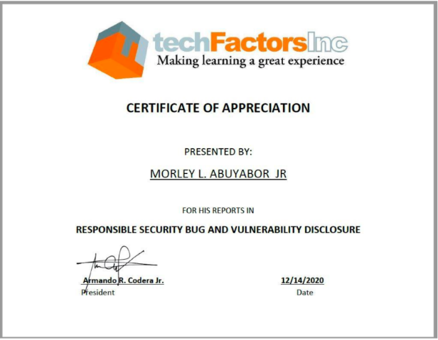 certificate of appreciation